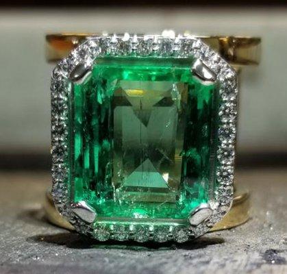 Custom made 14KY 23.62 CTW Emerald with Diamond