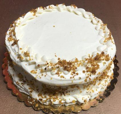 Cream cheese frosted carrot cake. Most delicious moist recipe ever! Made only with fresh organic carrots!!