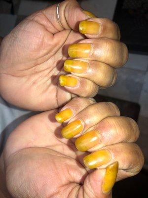 Horrible mani color "mustard"