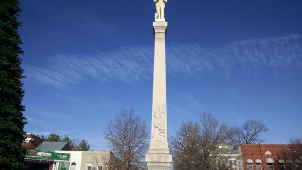 Civil War Monument at the center of town.