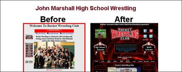 The John Marshall Rocket Wrestling Club in Rochester MN. Website done by Poulton Web Design.