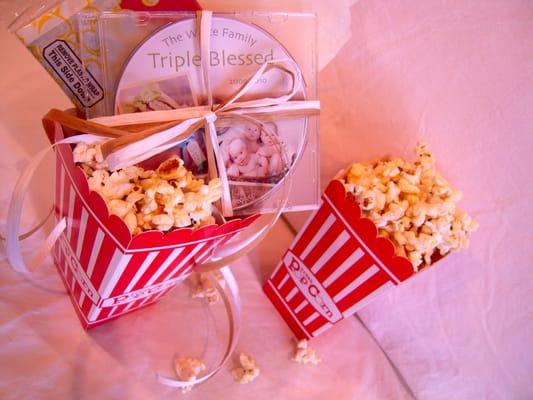 Baby video delivered with popcorn for a movie night!