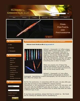 eCommerce website developed for pen maker Richard L. Greenwald