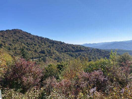 Blue Ridge Parkway cutting through the North Carolina mountains.