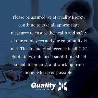 Be assured we are OPEN and continue to take all the appropriate measures to ensure the health and safety of our employees and our clients.