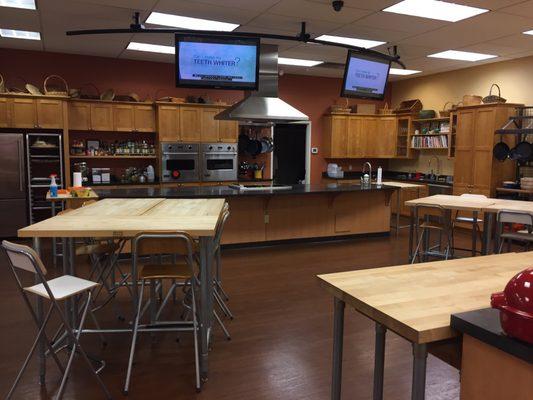 Kitchen space used for scheduled classes that they offer.