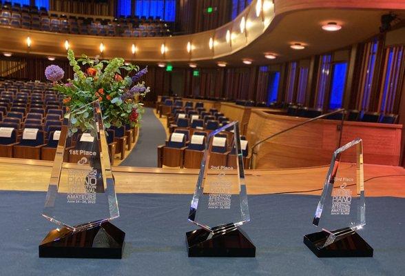 Trophies on display