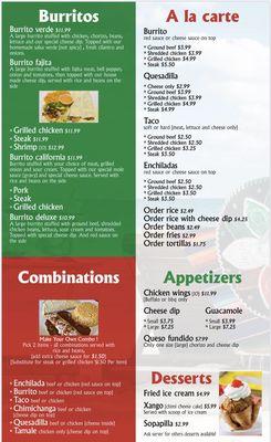 Cancun menu