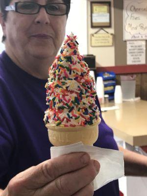 My favorite- simple cone with sprinkles