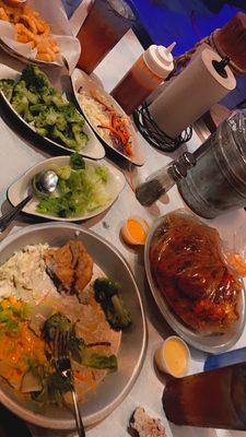 Soft shell crabs with side of broccoli