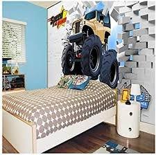 3D Monster truck on a child's bedroom wall painted with The Wall Printer