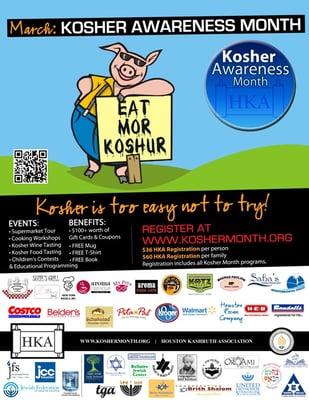 Kosher Awareness Month is held every March. Kosher education is a major part of our mission.