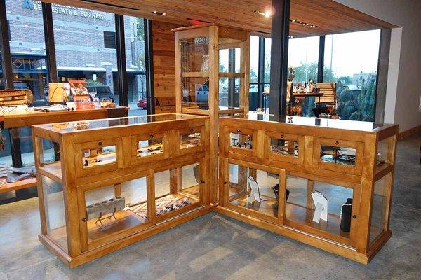 Rolling Showcase Cabinets designed and manufactured for Museum of the West in Scottsdale Arizona