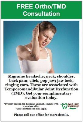 Promo from their website from time to time - FREE Consultation for TMJ/TMD Treatments