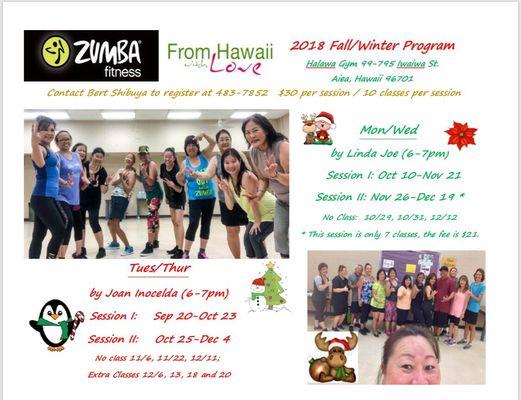 Fall/winter sessions at Halawa gym: