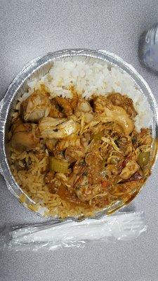 Rice with chicken stew