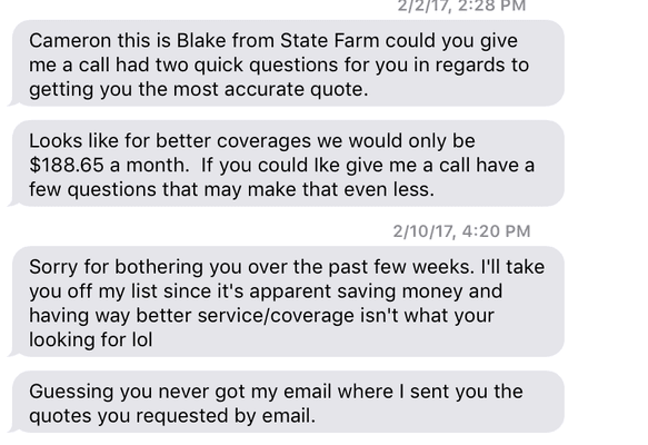 Professional? I think not. "It's apparent saving money and having way better coverage/service isn't what your looking for lol"