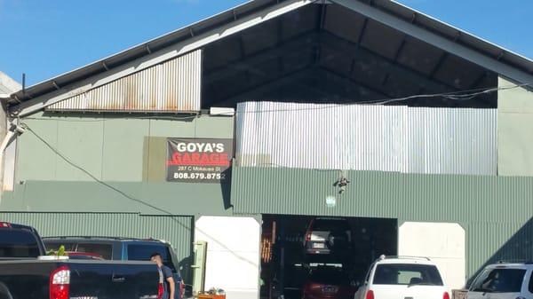 Front view of Goya's garage