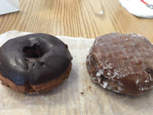 Cake donut with chocolate icing & chocolate cream filled