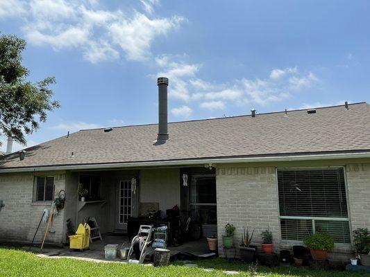 Complete reroof in PABCO Premier/Oakwood color