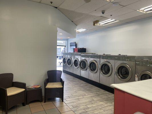 Washers cleaned and sanitized frequently.