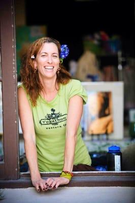 Lynne Okun is the maven of our backyard hangout, HeartSpace.  She also teaches partner style yoga community classes.