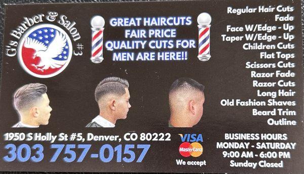 New Business Card. They also have Women's Hair Salon.