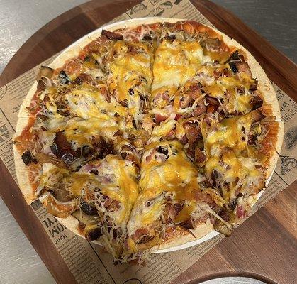 Smoked All meat pizza