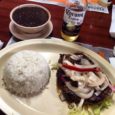 Ribeye black beans, white rice= BOMB.com