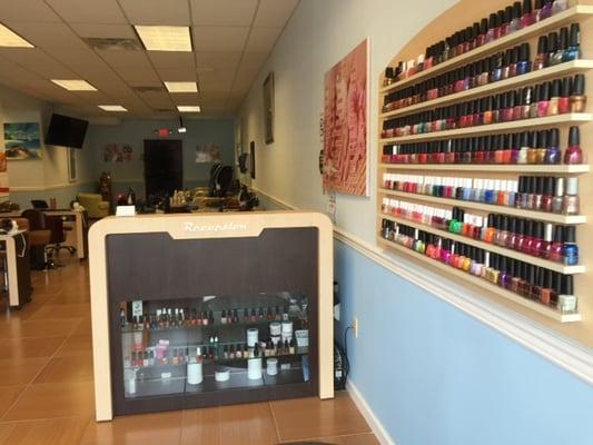 Reception desk and nail polish options