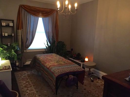 The cozy and peaceful room will transport you to a healing place while Emily works on tight muscles and stress reduction.