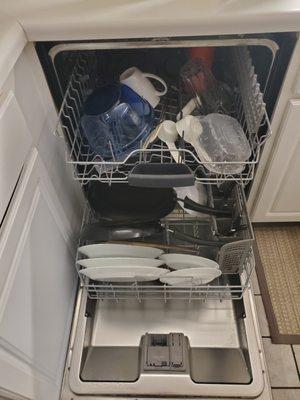 Dishwasher not emptied, questioned if cleaned so I had to rerun and put dishes away from previous guests