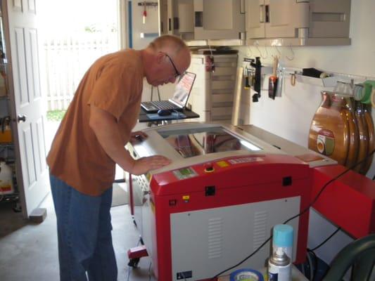 One of the laser technicians hard at work.