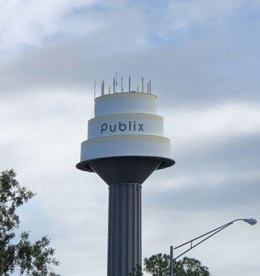 Water tower decorated like a cake