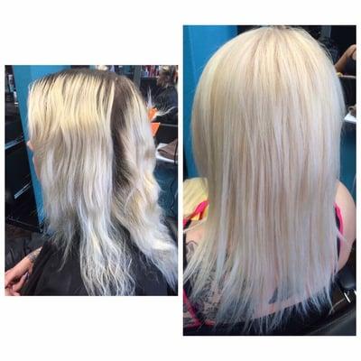 Before and after platinum root touch up!