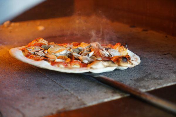 Tasty pizza in the oven