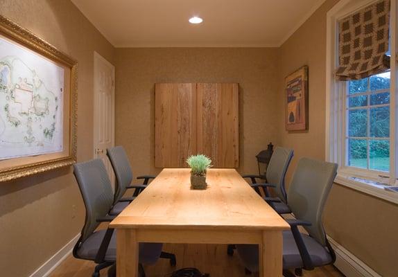 Office design. Conference room with custom maple table