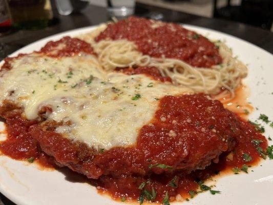 Chicken Parmesan with spaghetti