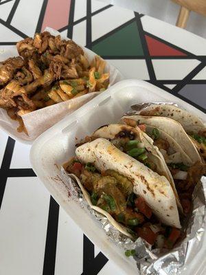 Chik'n fried shrooms basket and $2 tacos (Taco Tuesday)