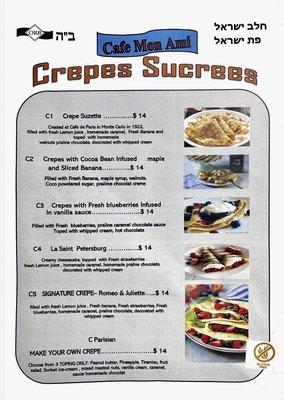 CREPES & SUCREES MENU