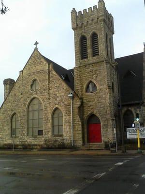 Beautiful historic sanctuary with lovely stained glass windows.