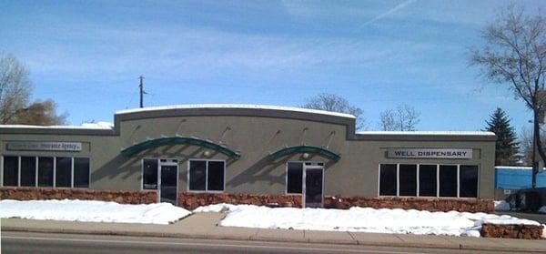 Well Dispensary - Building Front at Folsom & Valmont - Entrance is in Back