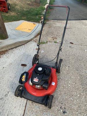 Finished repaired lawn mower