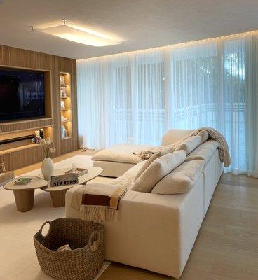 Our Magazine-style residential project - SOMFY Motorized Sheer Drapes