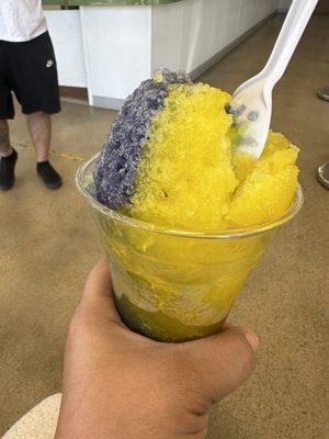 Raspados - sno cones  Pineapple and blueberry