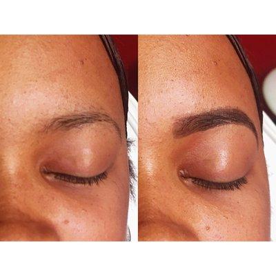 Eyebrow wax with tint makes sparse brows thicker and fuller!