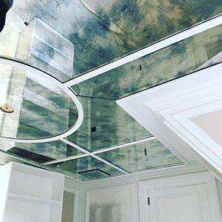 Custom antique cloud mirror installed onto the ceiling