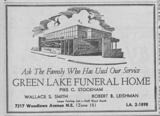 Green Lake Funeral Home ad 1964