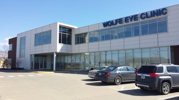 Front entrance to Wolfe Eye Clinic in Iowa City, Iowa.