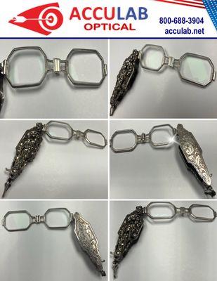 Antique, sterling silver folding lorgnette (opera glasses) from the late 19th/early 20th century!
OU +2.50 w/ a Base Curve of 4.00 OU